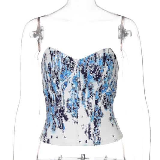 Summer Print Strapless Top