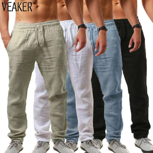 2020 New Men&#39;s Cotton Linen Pants Male Summer Breathable Solid Color Linen Trousers Fitness Streetwear M-3XL