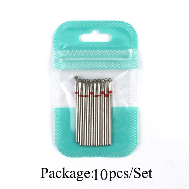 10pcs Diamond Milling Cutter Nail Drill Bits Set For Manicure Accessory Pedicure Eletric Machine Nail Bit Brush Burr Tools